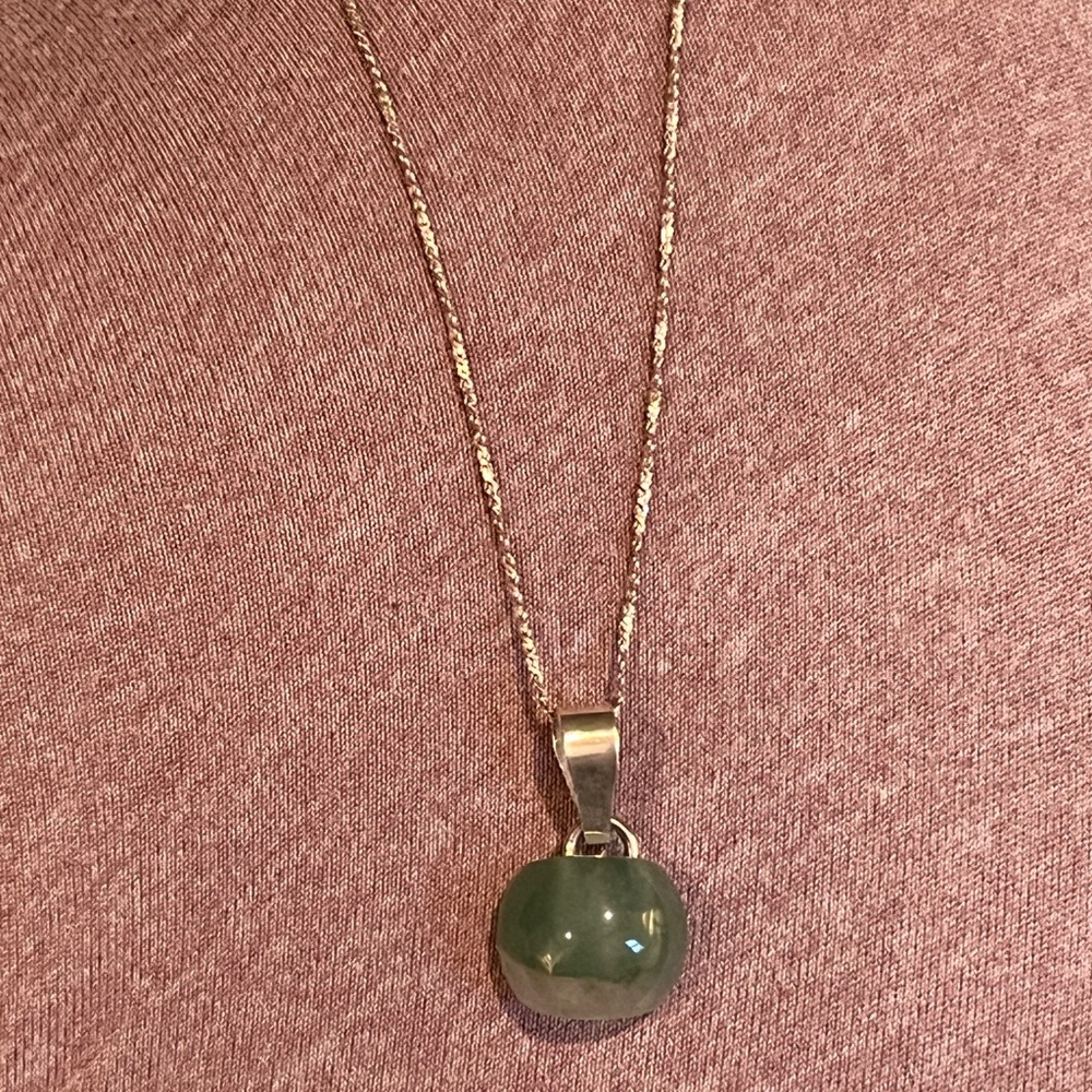 Genuine Jade on 950 silver bale, on a sterling chain